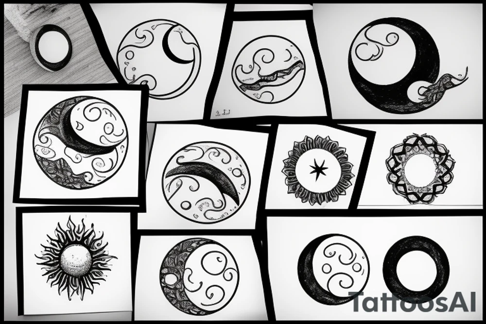 Half moon half sun tattoo idea