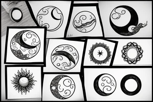Half moon half sun tattoo idea