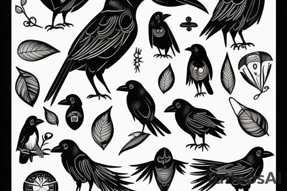 Unique crow tattoo idea