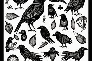 Unique crow tattoo idea