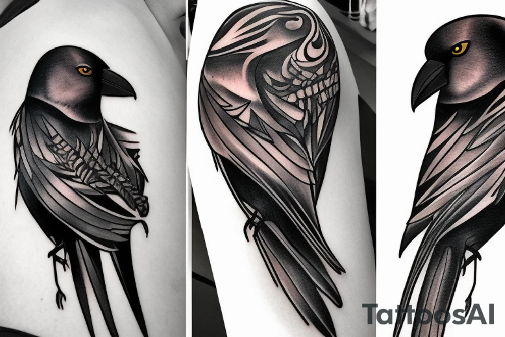 Unique crow tattoo idea