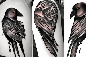 Unique crow tattoo idea
