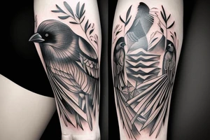 Unique crow tattoo idea