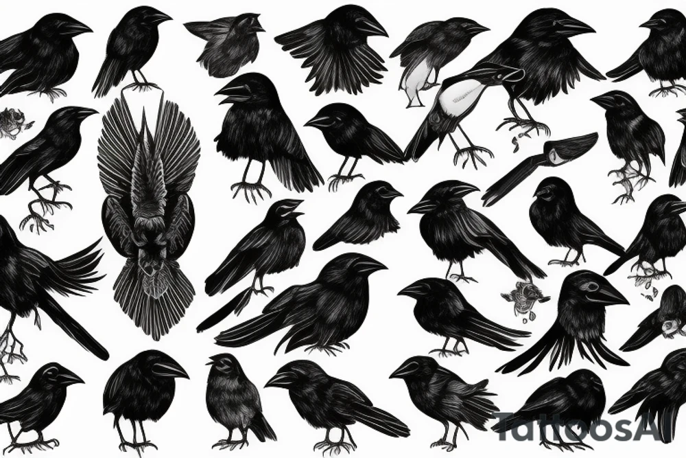 Unique crow tattoo idea