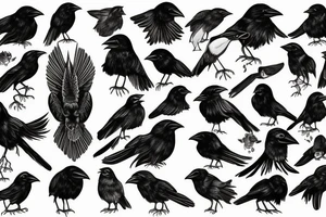 Unique crow tattoo idea