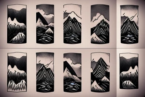 Small tattoo of mountains with a waterfall tattoo idea