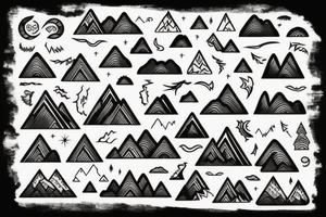 Small tattoo of mountains with a waterfall tattoo idea