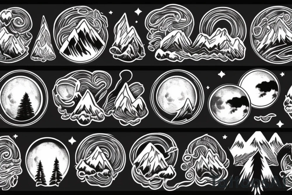 Full moon with mountains in front of it tattoo idea