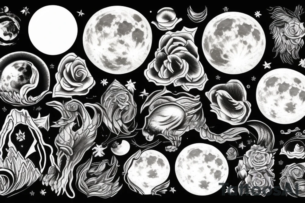 Full moon with mountains in front of it tattoo idea