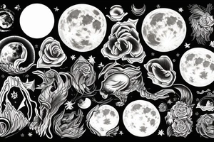 Full moon with mountains in front of it tattoo idea