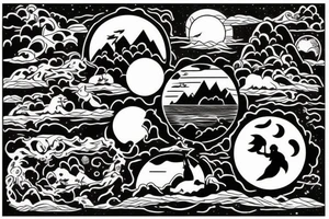 Lake with a full moon in the background tattoo idea