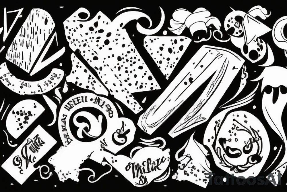 Gruyère in a font similar to a 1980s rock band tattoo idea