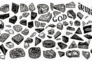 The word Gruyère alone. in a font similar to a 1980s rock band tattoo idea