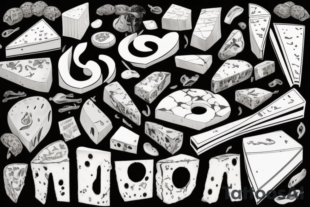 The word Gruyère alone. in a font similar to a 1980s rock band tattoo idea
