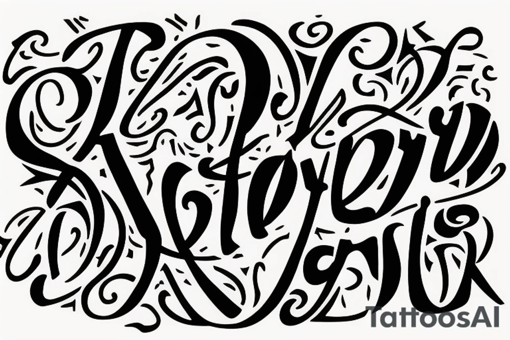 Lettering tattoo of the word Gruyère in the font of an 80s rock band tattoo idea