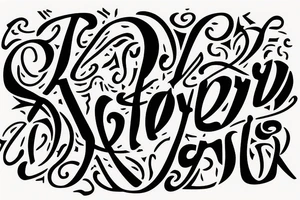 Lettering tattoo of the word Gruyère in the font of an 80s rock band tattoo idea