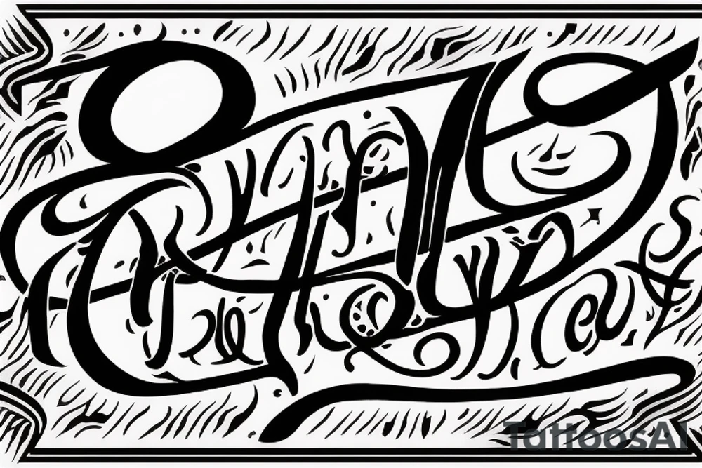 Lettering tattoo of the word Gruyère in the font of an 80s rock band tattoo idea
