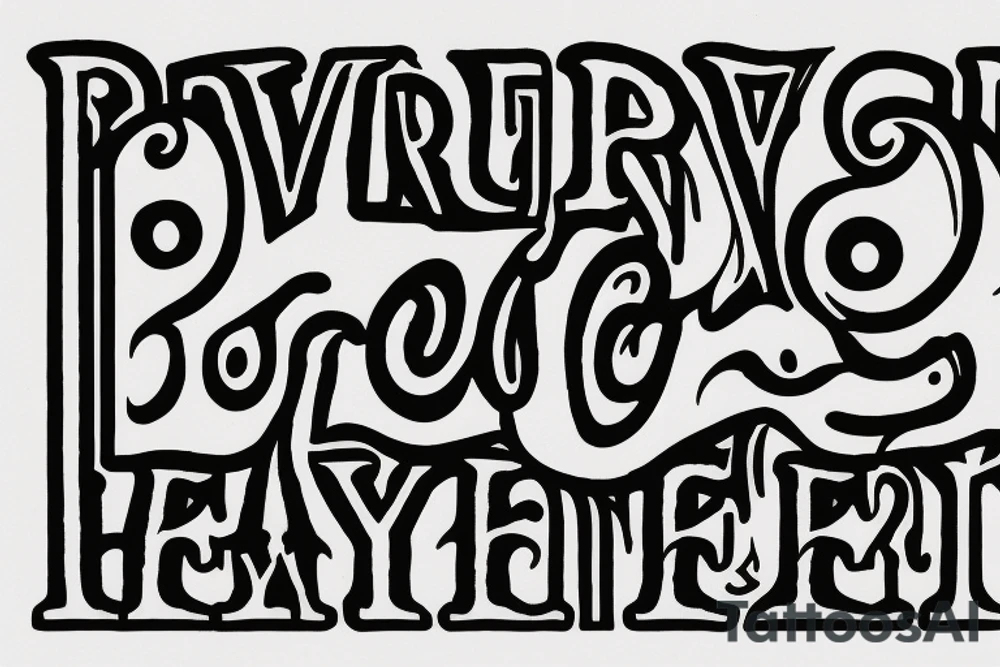 Lettering tattoo of the word Gruyère in the font of an 80s rock band tattoo idea