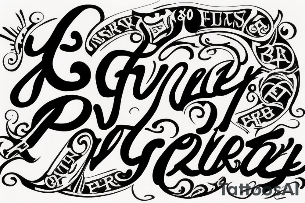 Lettering tattoo of the word Gruyère in the font of an 80s rock band tattoo idea