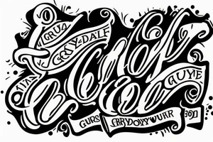 Lettering tattoo of the word Gruyère in the font of an 80s rock band tattoo idea