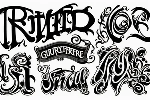 Lettering tattoo of the word Gruyère in the font of an 80s rock band tattoo idea