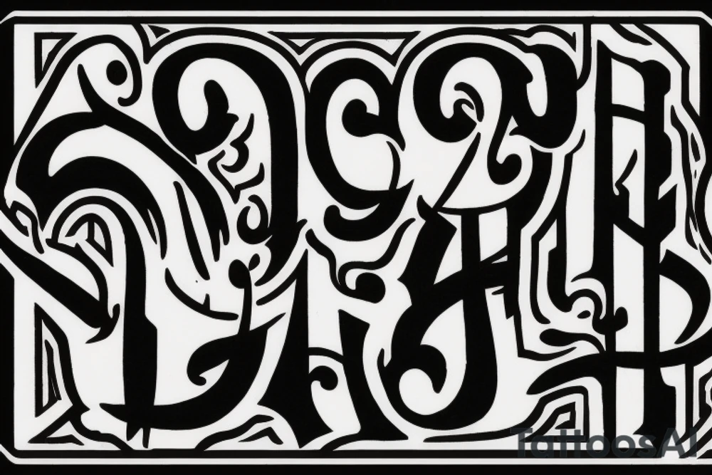 Lettering tattoo of the word Gruyère in the font of an 80s rock band tattoo idea