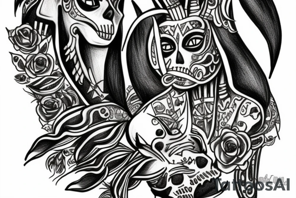 Anubis with skulls tattoo idea