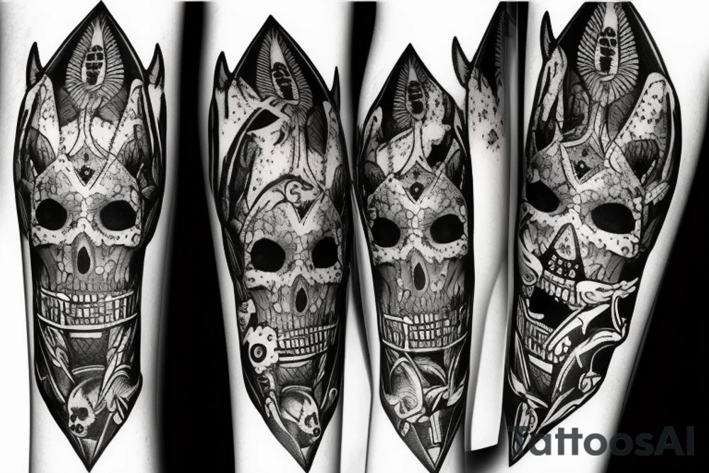 Anubis with skulls tattoo idea