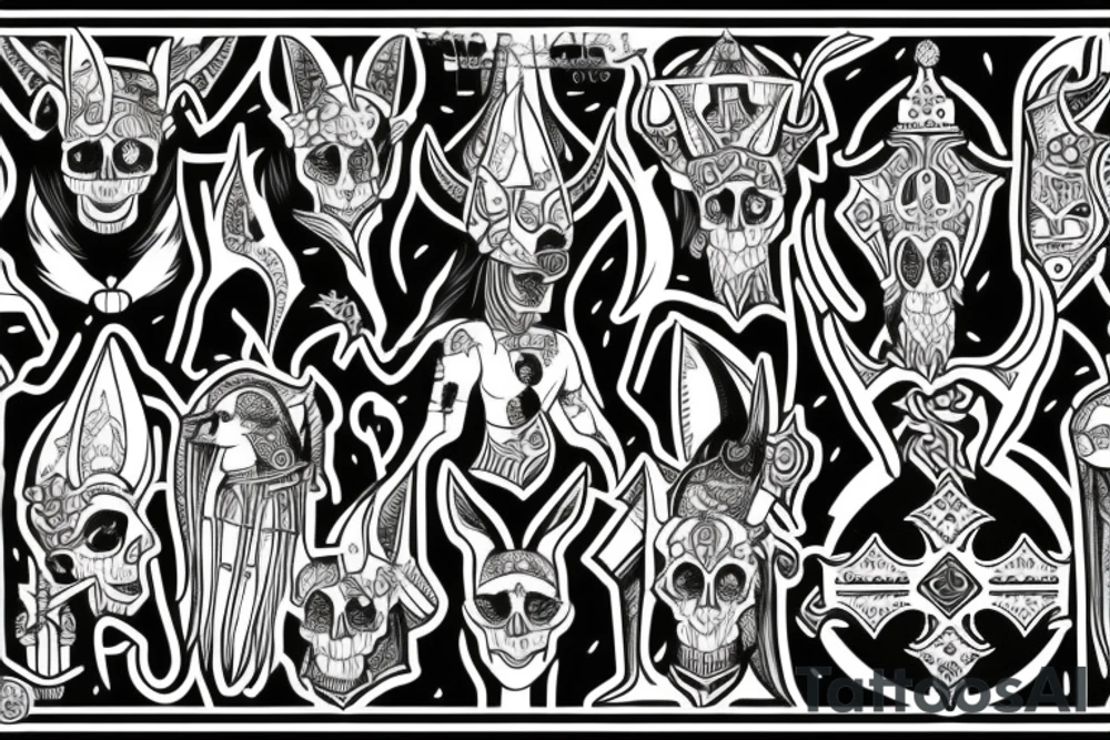 Anubis with skulls tattoo idea