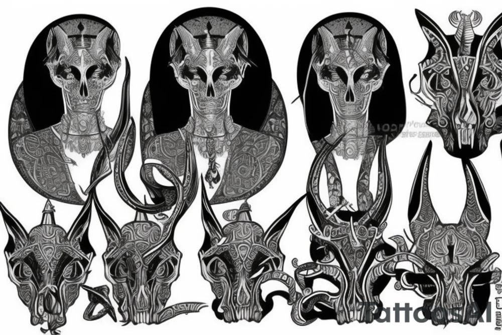 Anubis with skulls tattoo idea