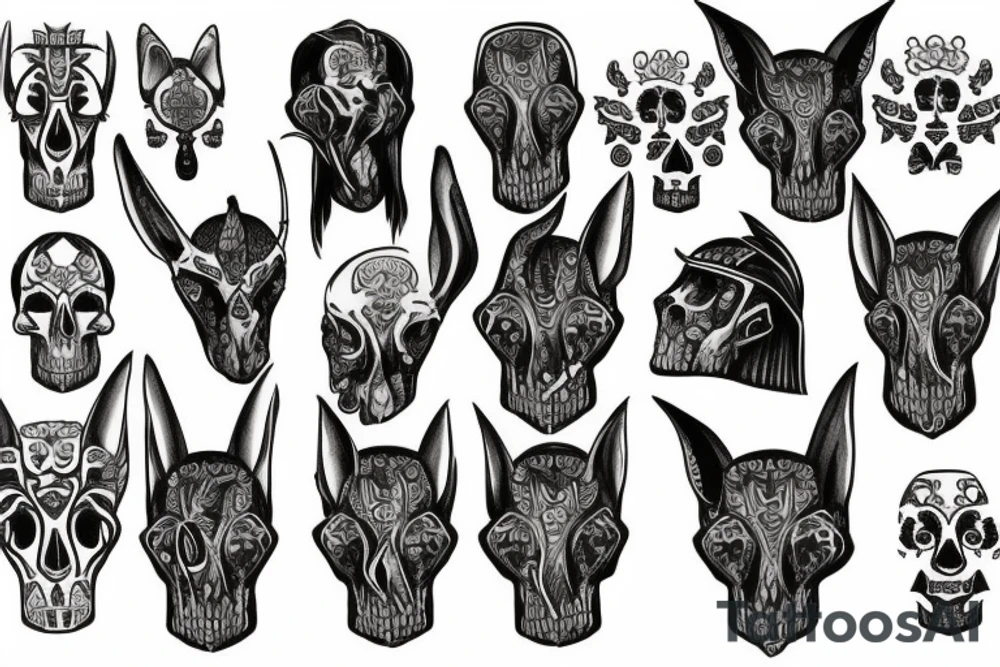Anubis with skulls tattoo idea