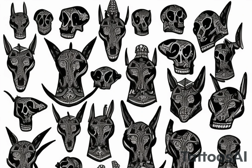 Anubis with skulls tattoo idea