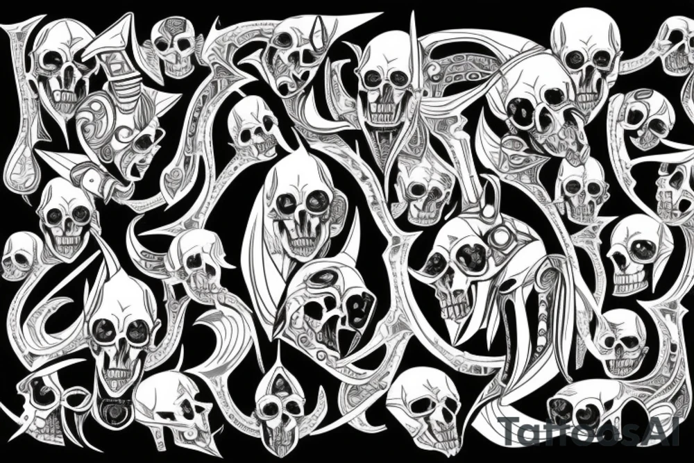 Anubis with skulls tattoo idea
