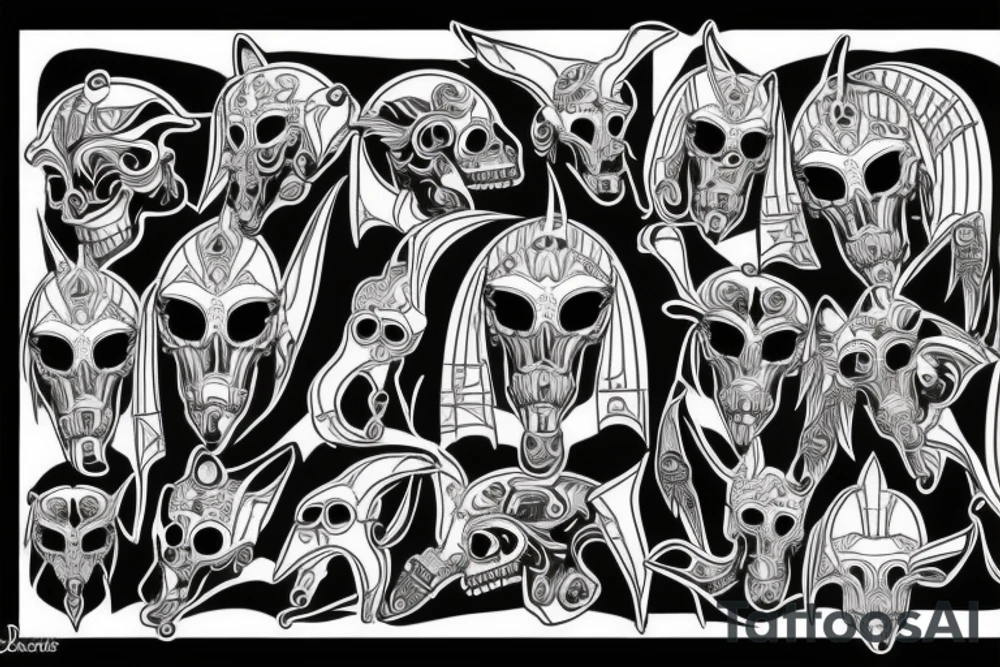 Anubis with skulls tattoo idea