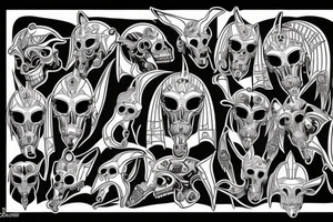 Anubis with skulls tattoo idea