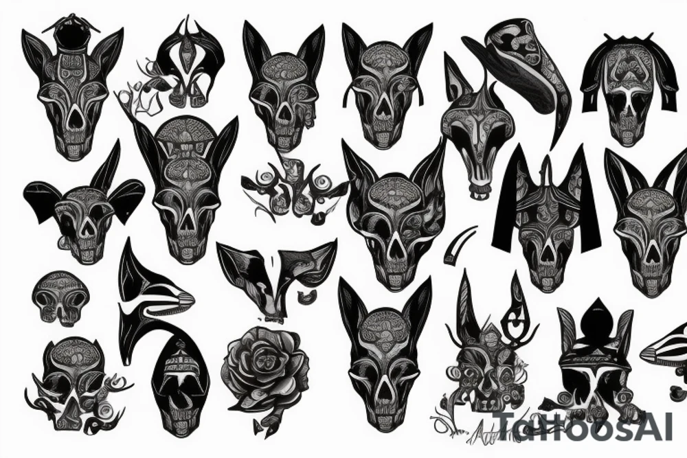 Anubis with skulls tattoo idea