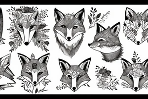 A fox in a forest with mountains tattoo idea