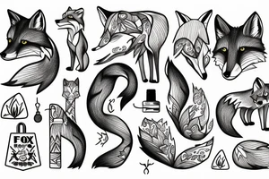 A fox at a mountain lake tattoo idea