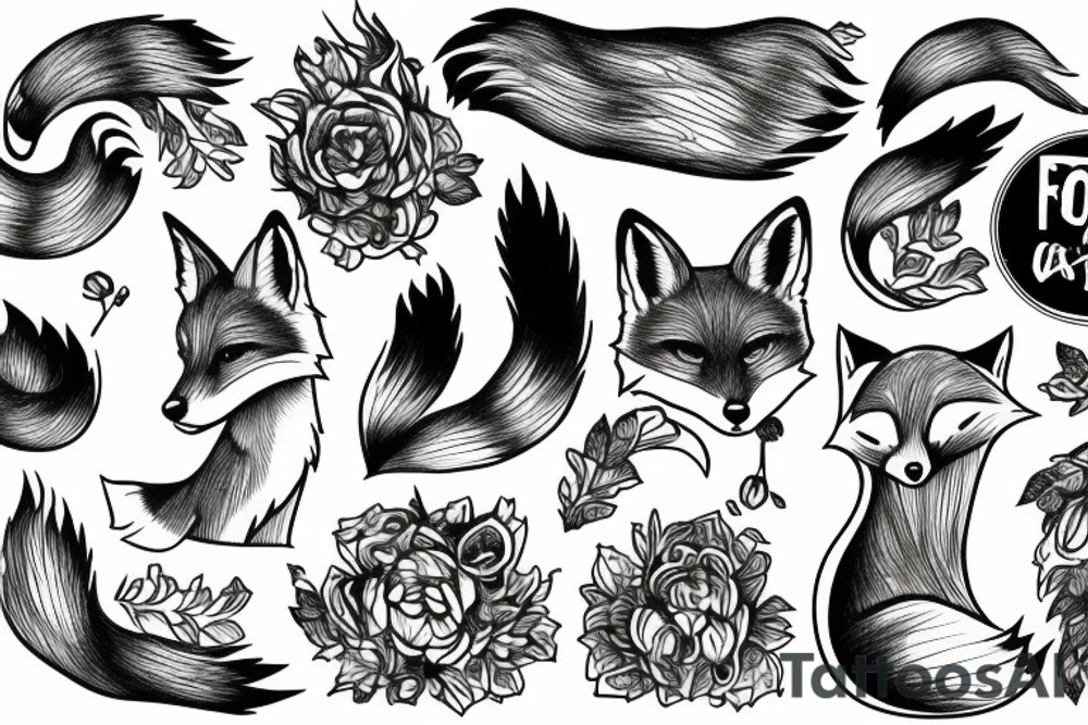 A fox at a mountain lake tattoo idea