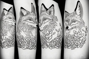 A fox at a mountain lake tattoo idea