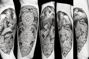 A fox at a mountain lake tattoo idea