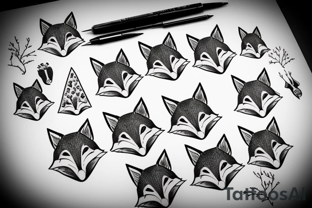 A fox at a mountain lake tattoo idea