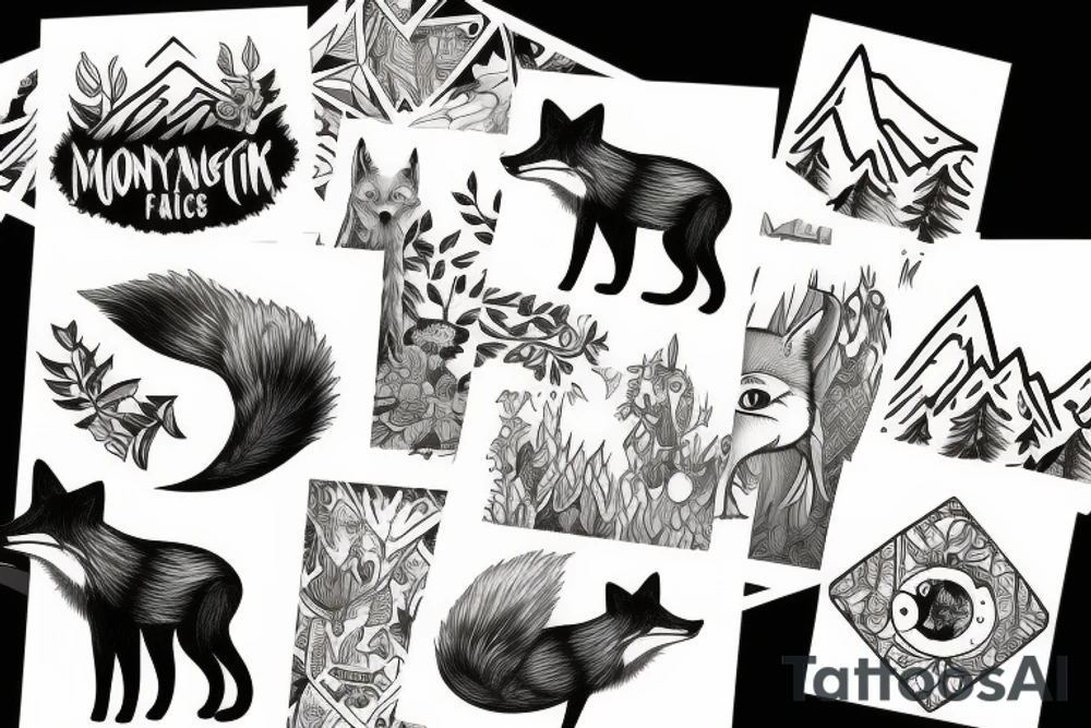 A fox at a mountain lake tattoo idea