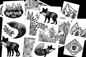 A fox at a mountain lake tattoo idea