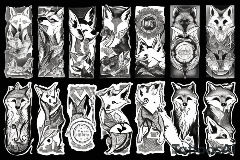 A fox at a mountain lake tattoo idea