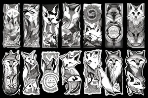 A fox at a mountain lake tattoo idea