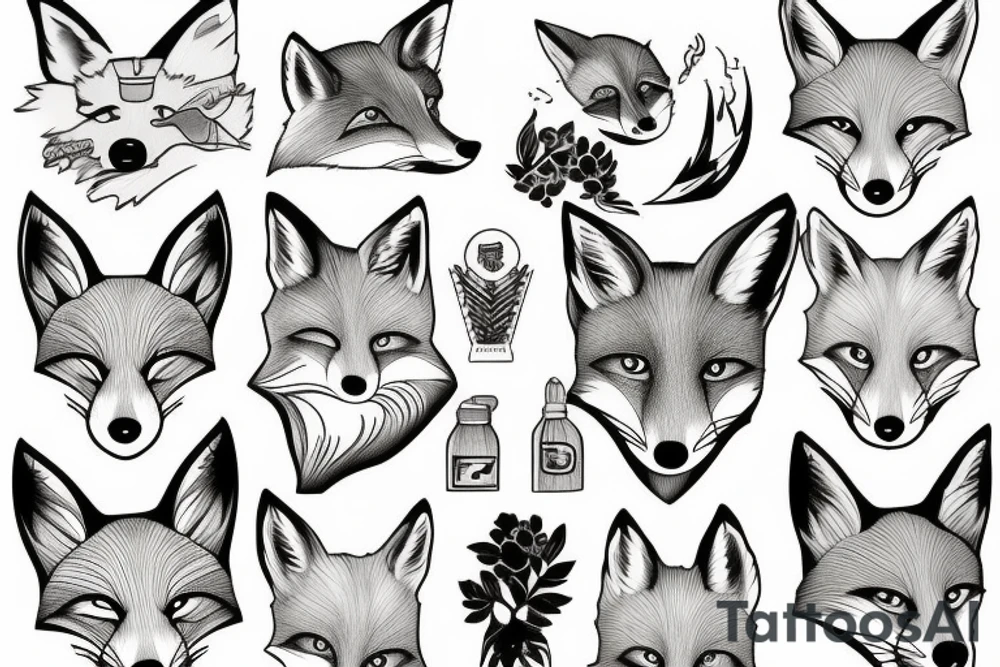A fox at a mountain lake tattoo idea