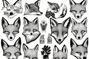 A fox at a mountain lake tattoo idea