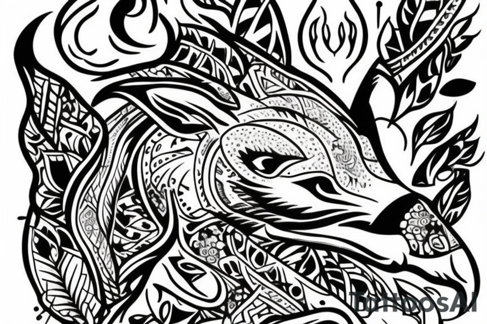 A fox at a mountain lake tattoo idea
