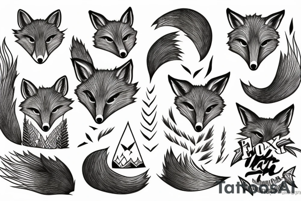 A fox at a mountain lake tattoo idea